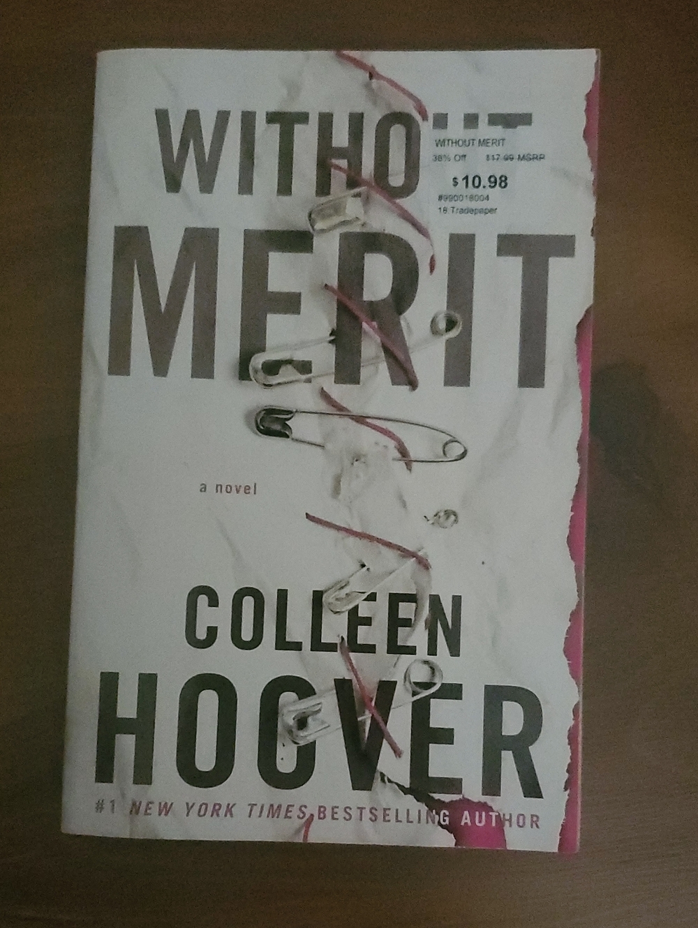 Without Merit by Colleen Hoover - White & Pink Paperback Novel